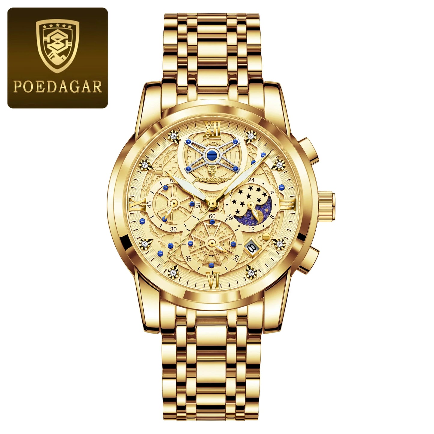 Luxury Men's Quartz Watches Stainless Steel Date Chronograph Men Wristwatch Waterproof Luminous Fashion Man Watch Reloj