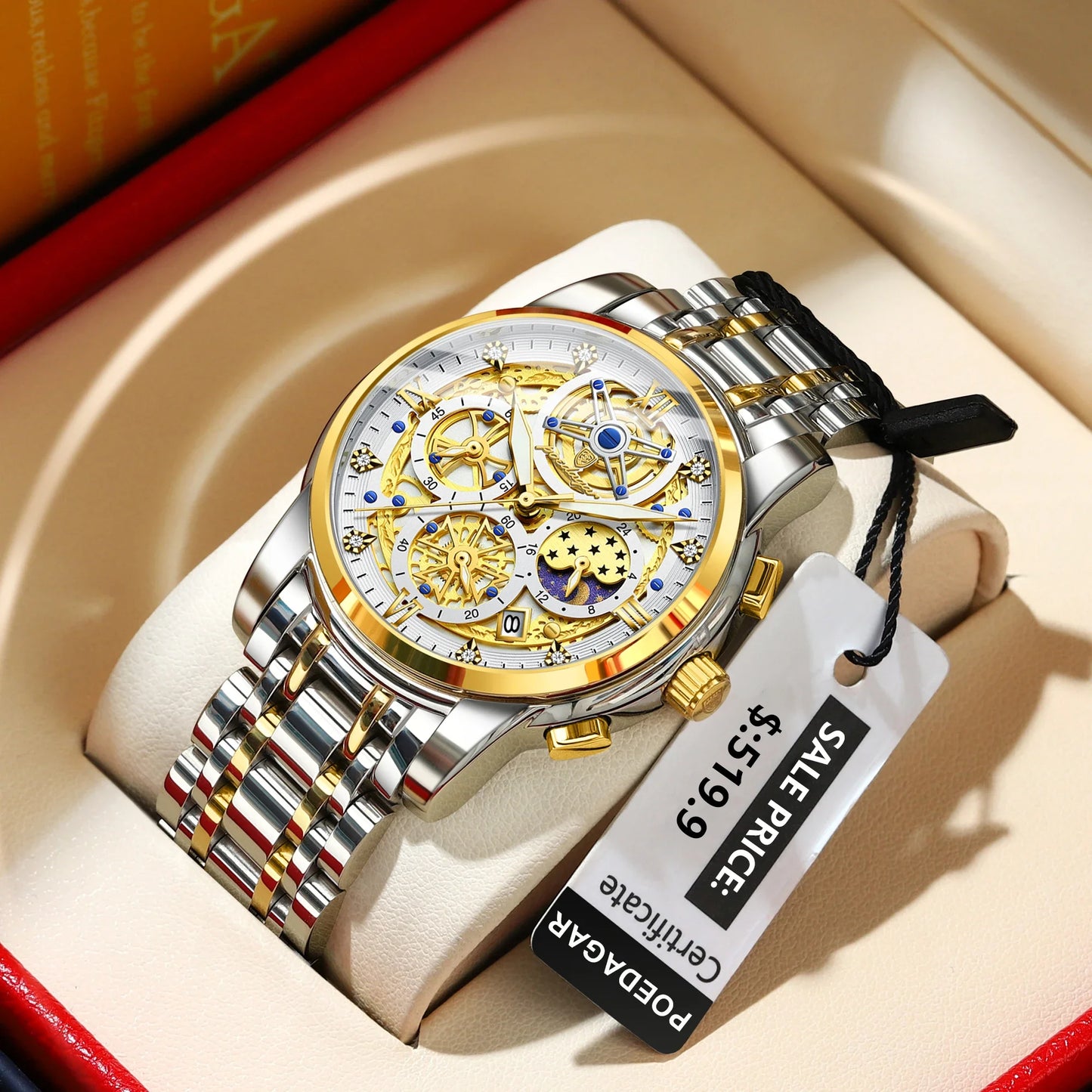 Luxury Men's Quartz Watches Stainless Steel Date Chronograph Men Wristwatch Waterproof Luminous Fashion Man Watch Reloj