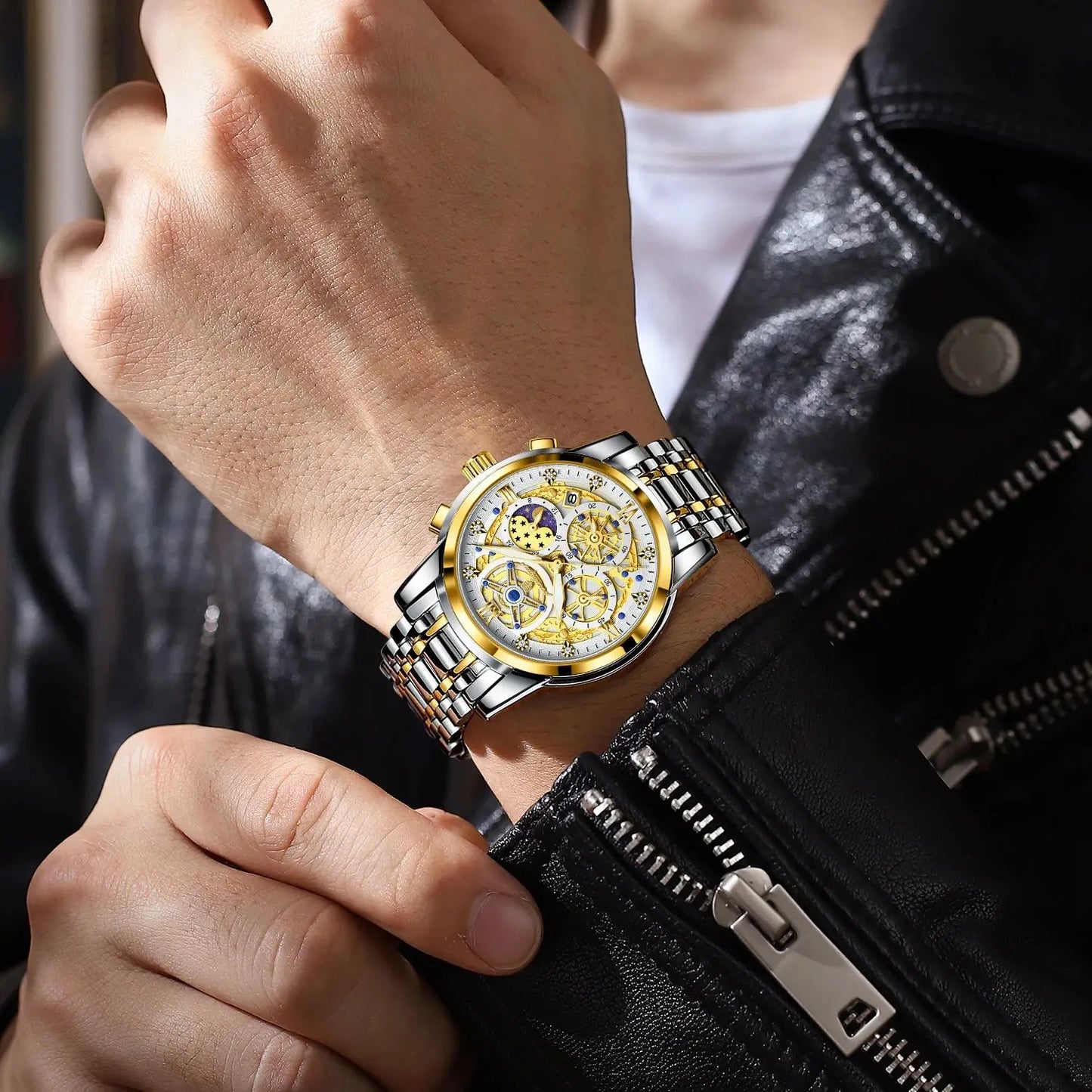 Luxury Men's Quartz Watches Stainless Steel Date Chronograph Men Wristwatch Waterproof Luminous Fashion Man Watch Reloj