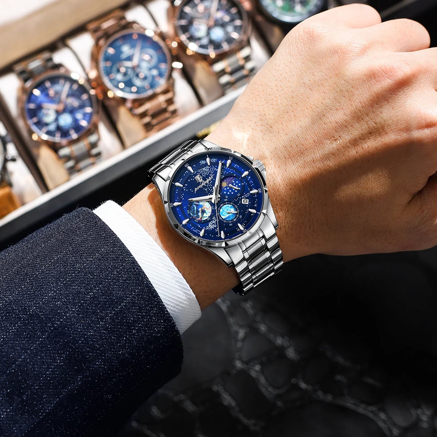 Luxury Man Wristwatch Luminous Waterproof Chronograph Date Men Watch Stainless Steel Men's Quartz Watches Reloj Hombre