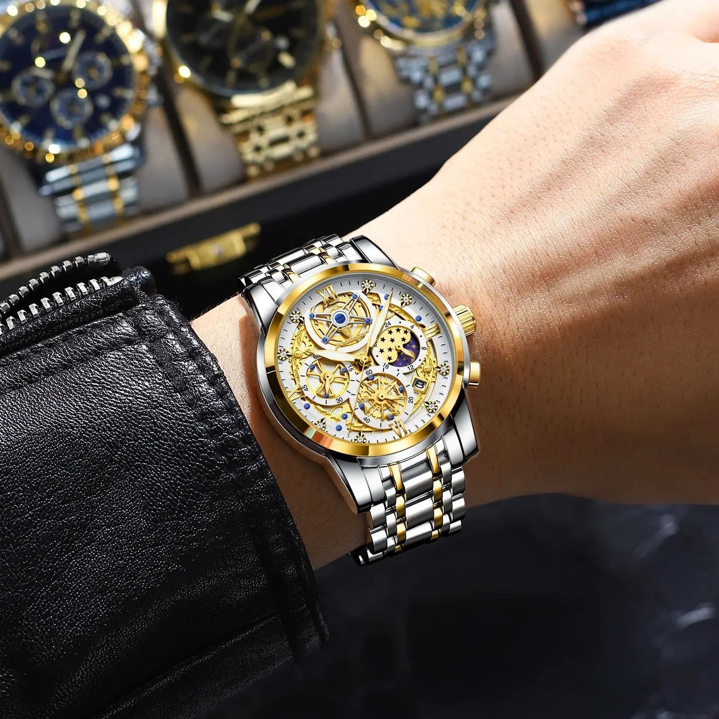 Luxury Men's Quartz Watches Stainless Steel Date Chronograph Men Wristwatch Waterproof Luminous Fashion Man Watch Reloj