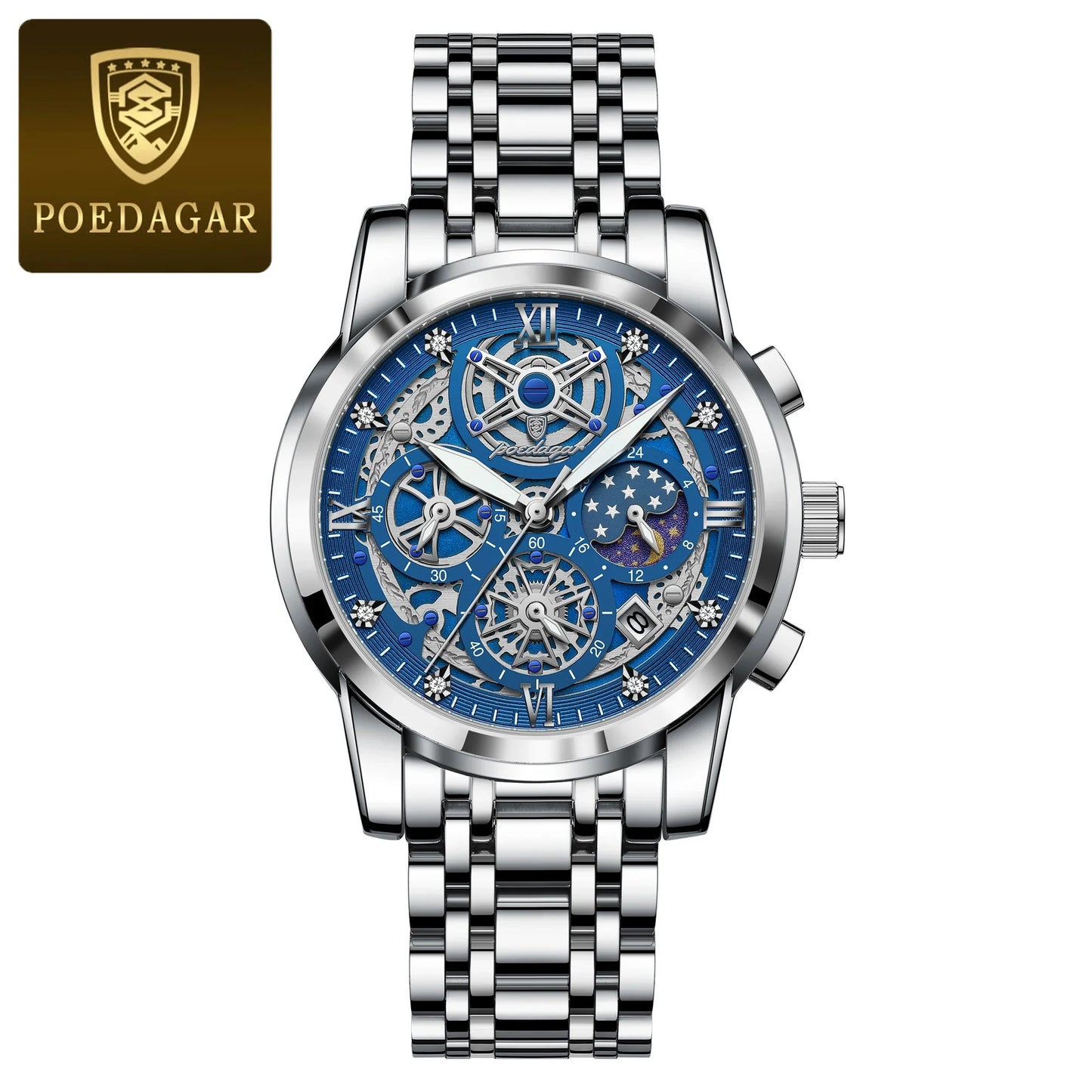 Luxury Men's Quartz Watches Stainless Steel Date Chronograph Men Wristwatch Waterproof Luminous Fashion Man Watch Reloj