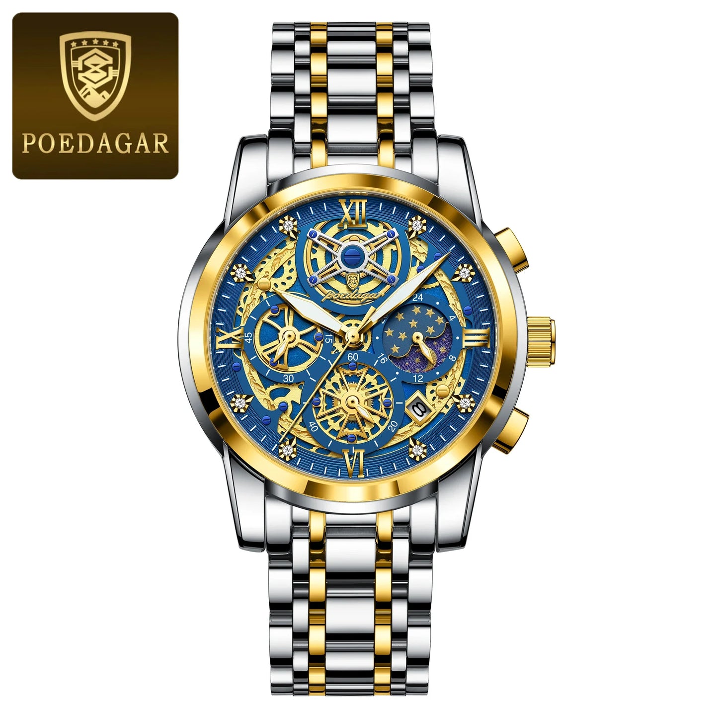 Luxury Men's Quartz Watches Stainless Steel Date Chronograph Men Wristwatch Waterproof Luminous Fashion Man Watch Reloj