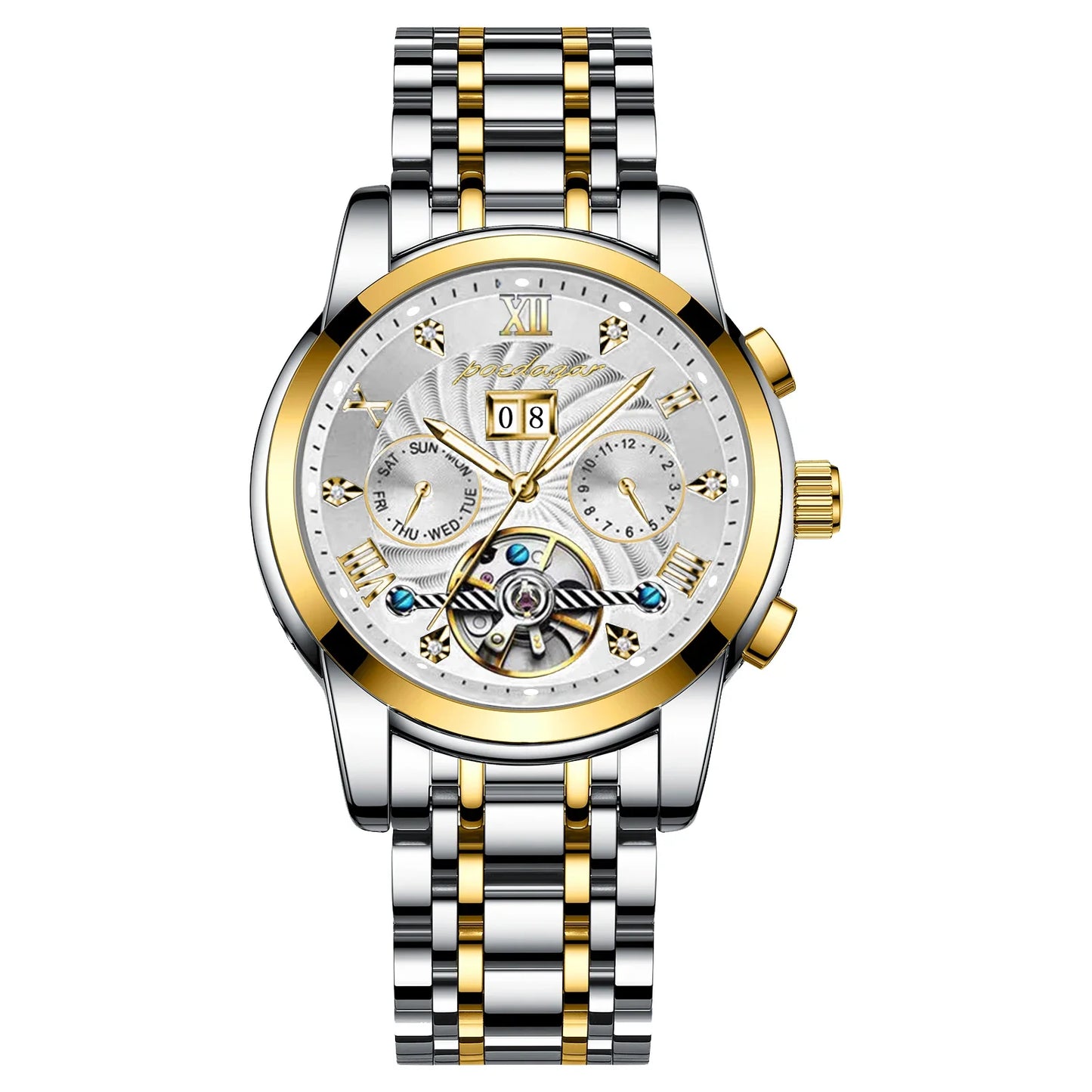 Luxury Automatic Mechanical Wristwatch Stainless Steel Tourbillon Man Watch Waterproof Luminous Business Men's Watches