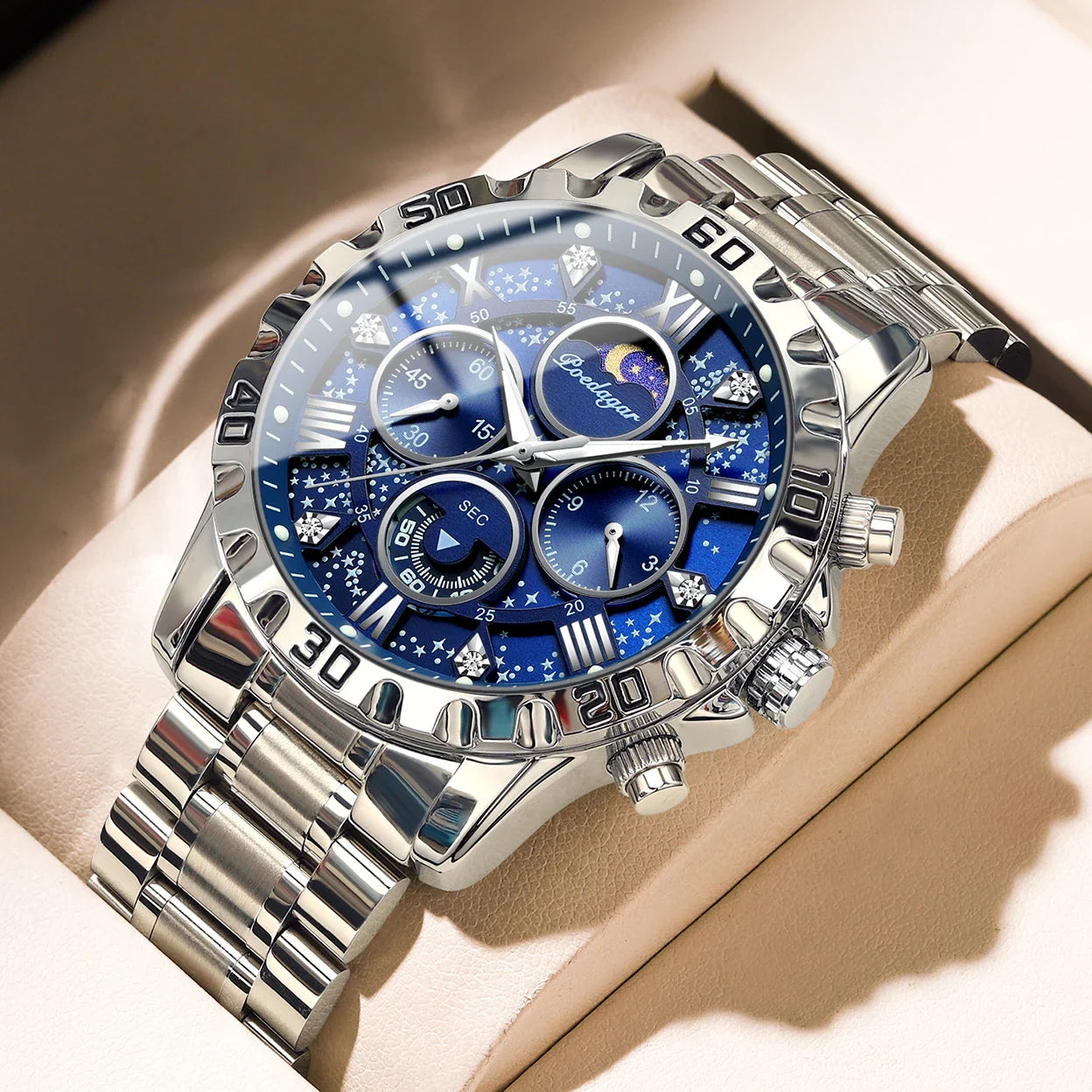 Top Luxury Man Wristwatch Waterproof Luminous Chronograph Men's Quartz Watch Stainless Steel Casual Sports Men Watches