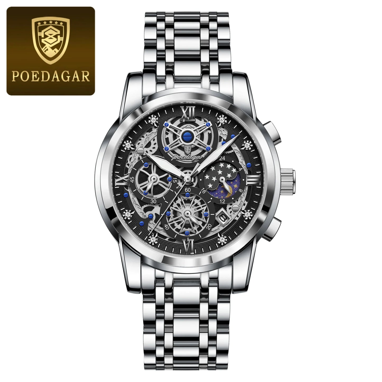 Luxury Men's Quartz Watches Stainless Steel Date Chronograph Men Wristwatch Waterproof Luminous Fashion Man Watch Reloj