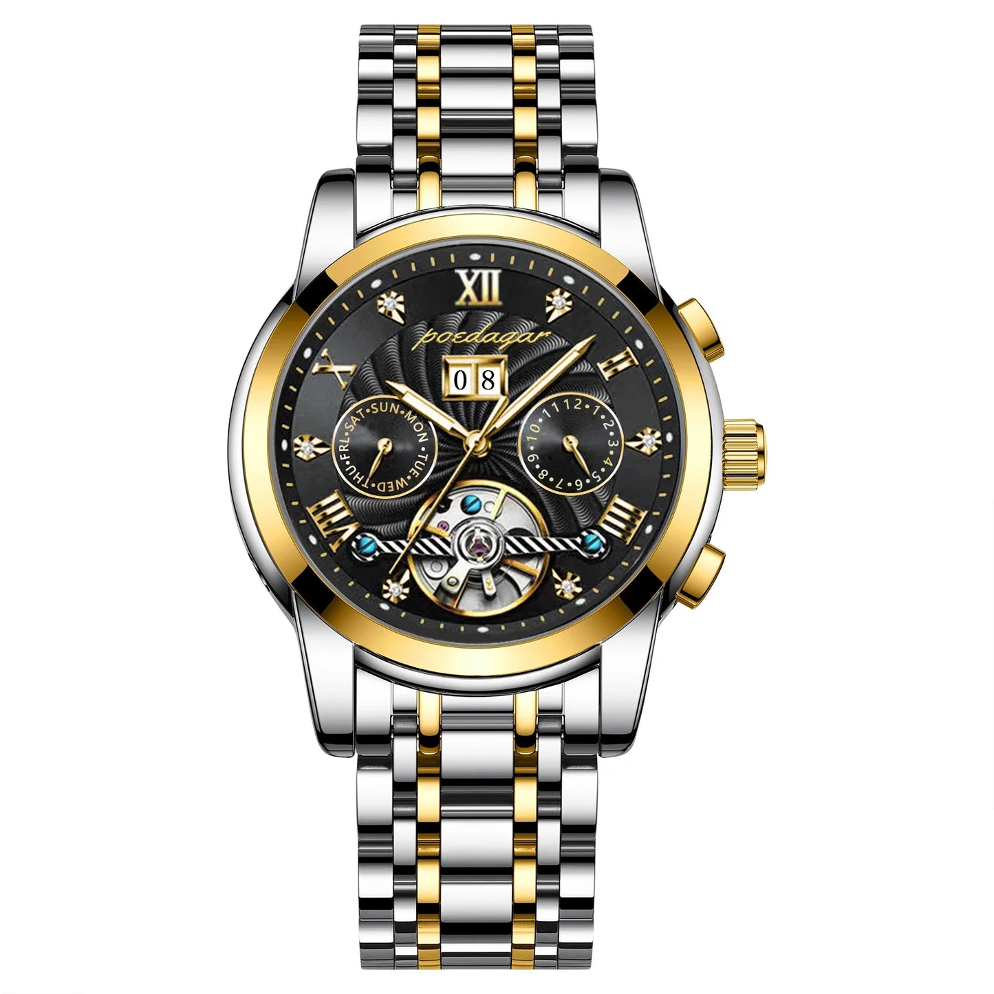 Luxury Automatic Mechanical Wristwatch Stainless Steel Tourbillon Man Watch Waterproof Luminous Business Men's Watches