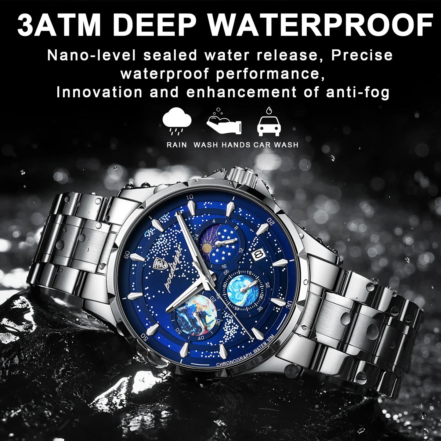 Luxury Man Wristwatch Luminous Waterproof Chronograph Date Men Watch Stainless Steel Men's Quartz Watches Reloj Hombre
