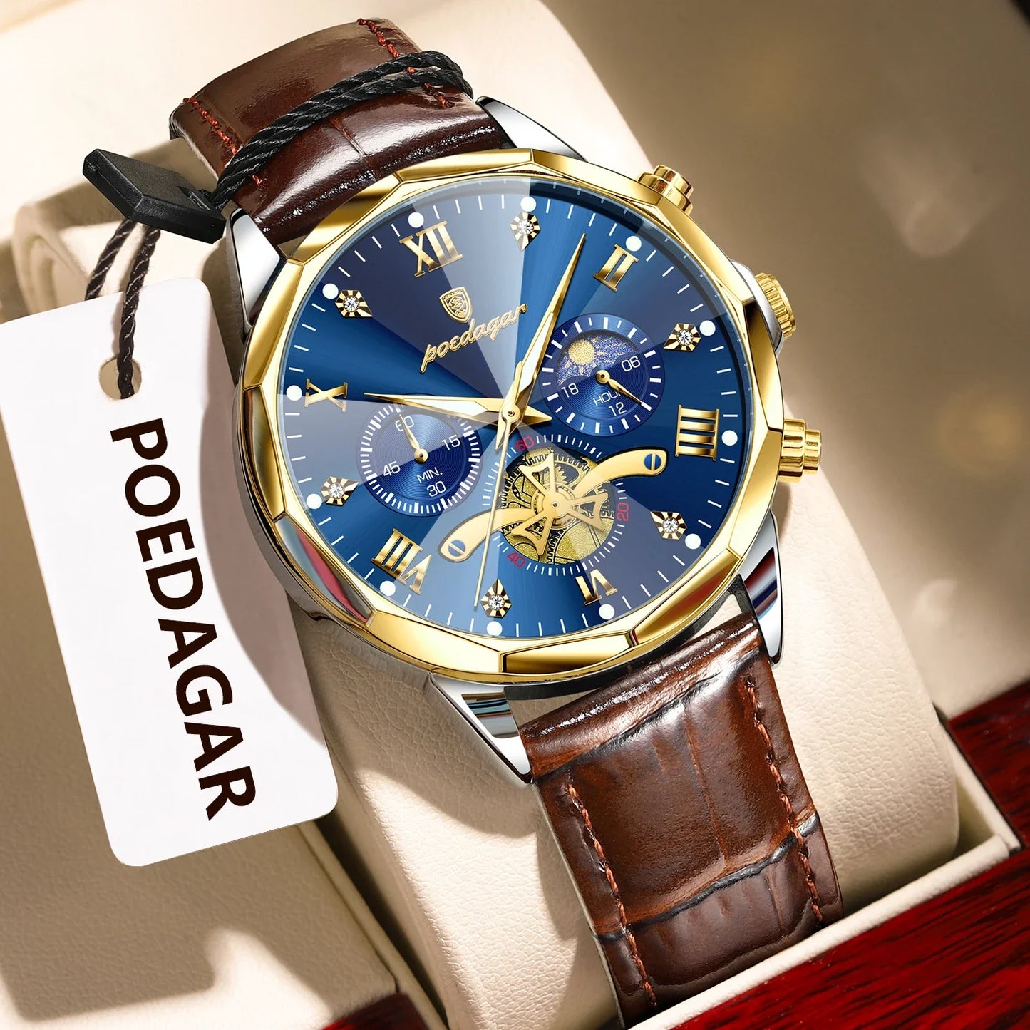 Luxury Brand Men Watch Waterproof Luminous Chronograph Leather Man Watches Fashion Sports Quartz Men's Wristwatch Reloj