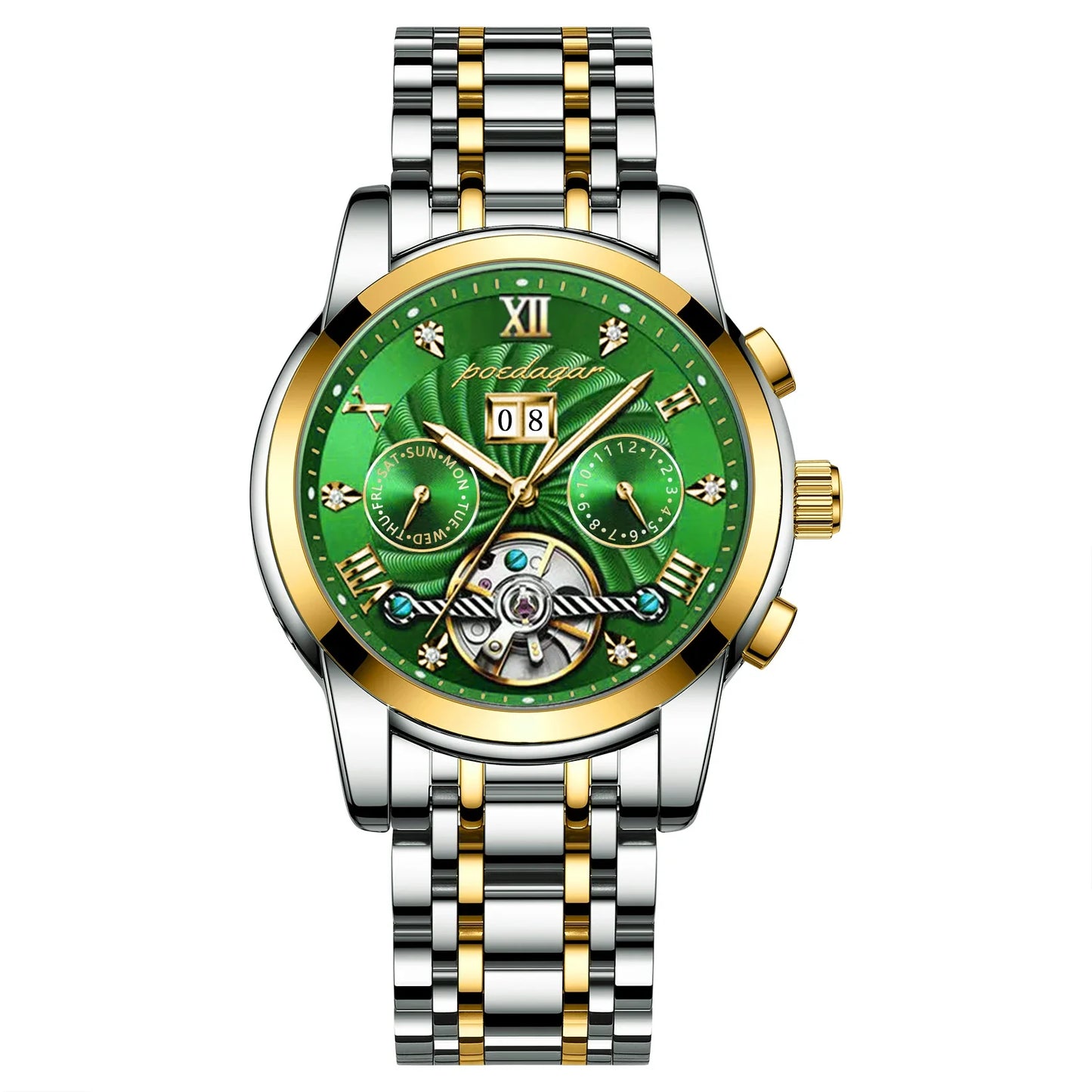 Luxury Automatic Mechanical Wristwatch Stainless Steel Tourbillon Man Watch Waterproof Luminous Business Men's Watches