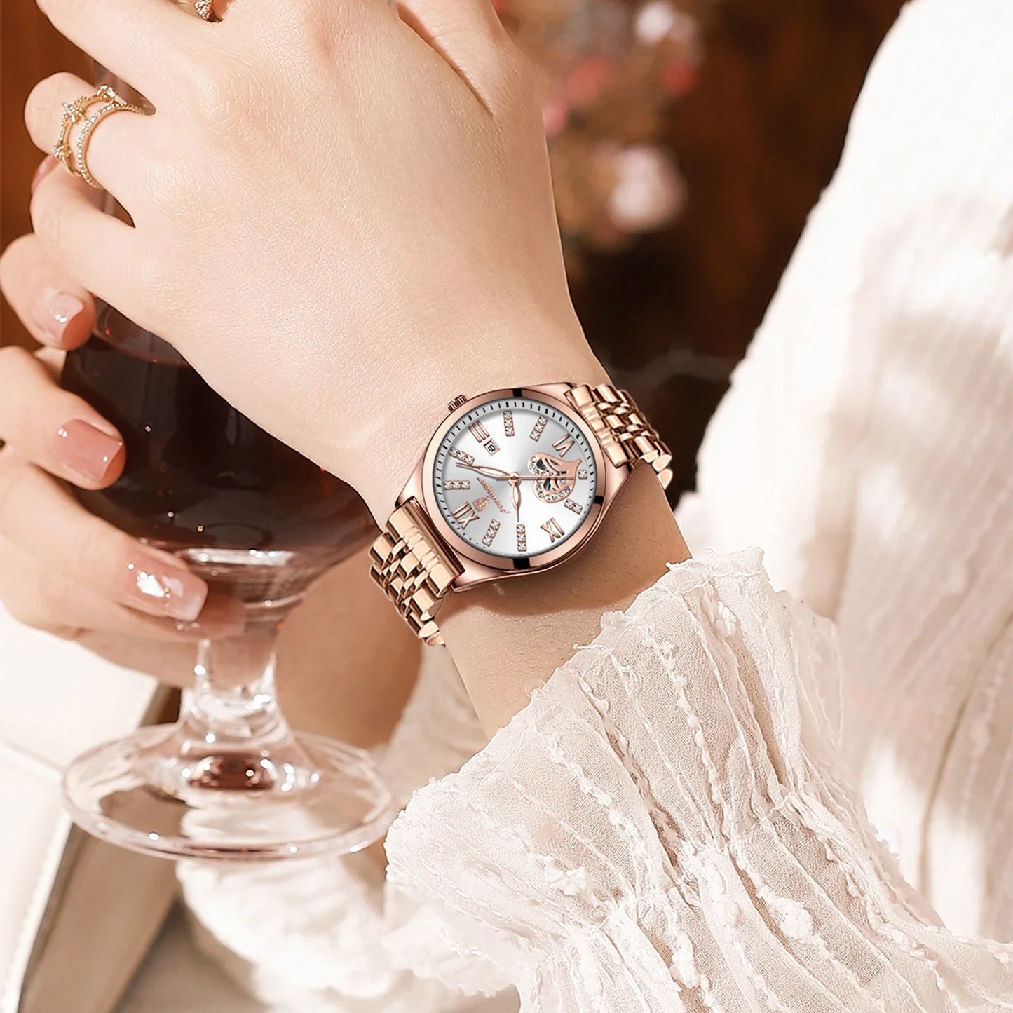 Luxury Watches For Women Waterproof Luminous Date Stainless Steel Woman Watch Elegant Fashion Quartz Ladies Wristwatch