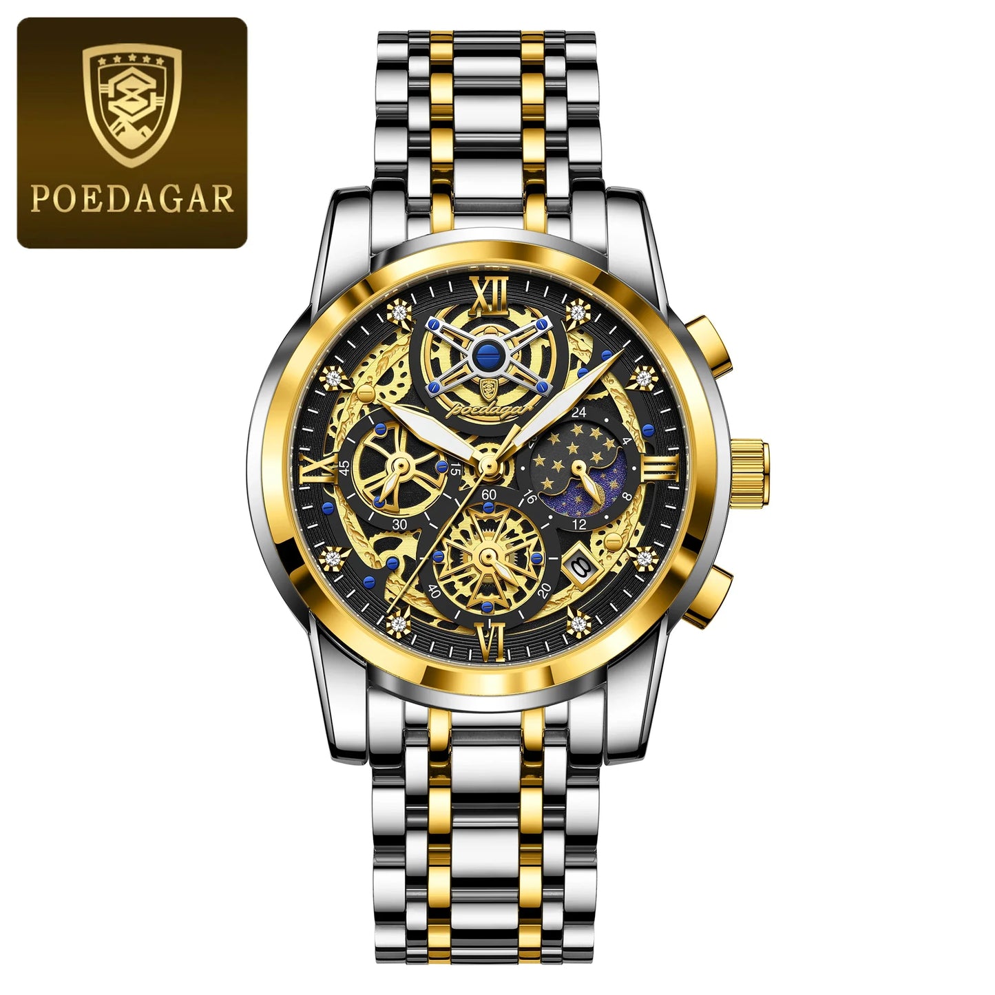 Luxury Men's Quartz Watches Stainless Steel Date Chronograph Men Wristwatch Waterproof Luminous Fashion Man Watch Reloj