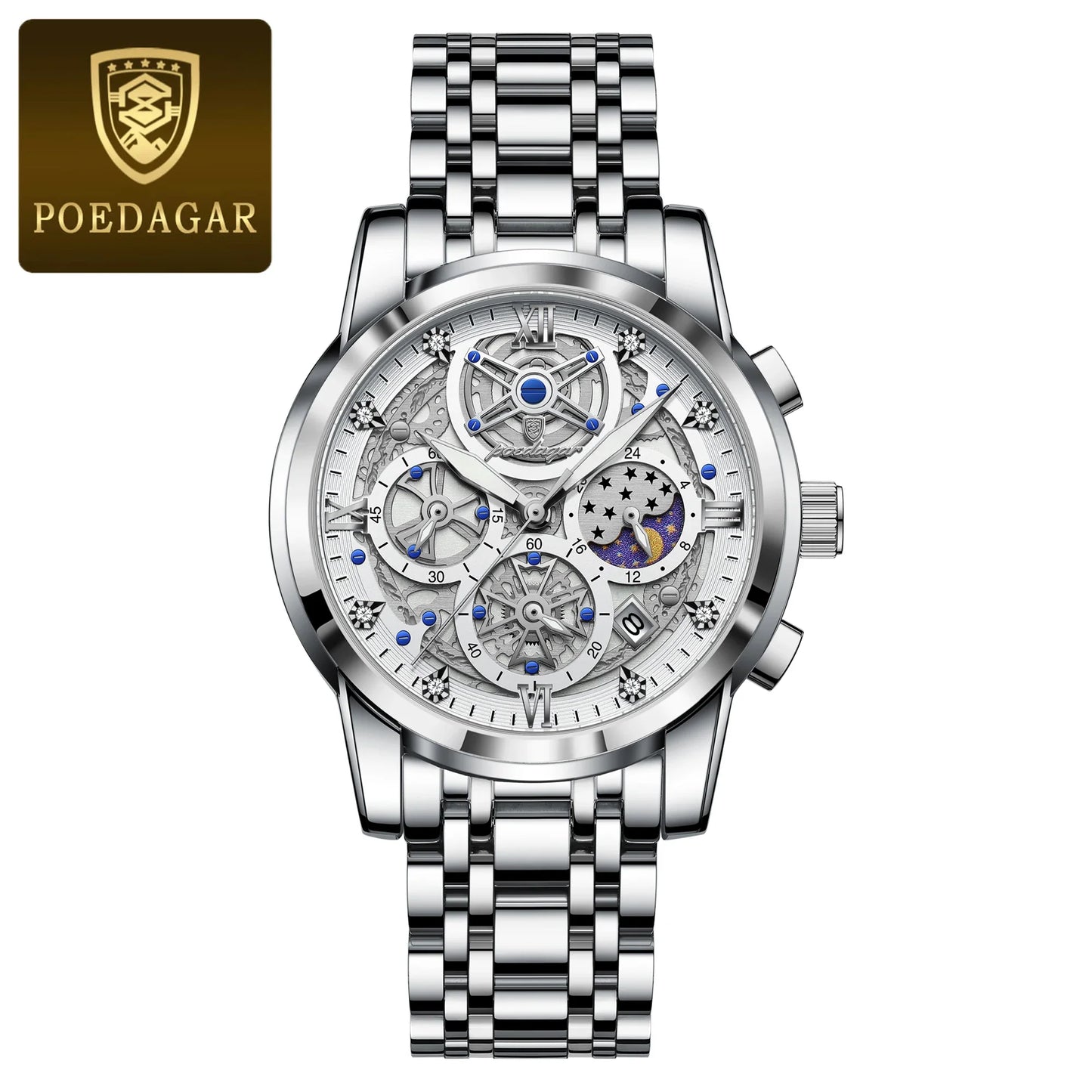 Luxury Men's Quartz Watches Stainless Steel Date Chronograph Men Wristwatch Waterproof Luminous Fashion Man Watch Reloj