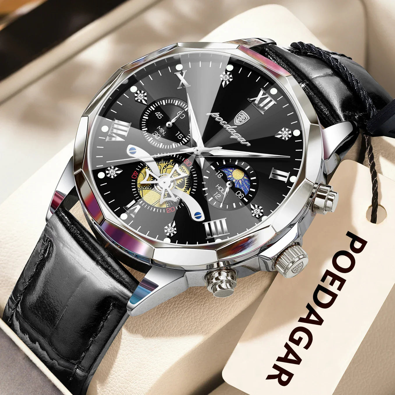 Luxury Brand Men Watch Waterproof Luminous Chronograph Leather Man Watches Fashion Sports Quartz Men's Wristwatch Reloj