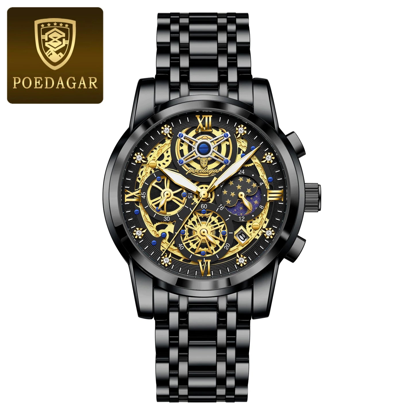 Luxury Men's Quartz Watches Stainless Steel Date Chronograph Men Wristwatch Waterproof Luminous Fashion Man Watch Reloj