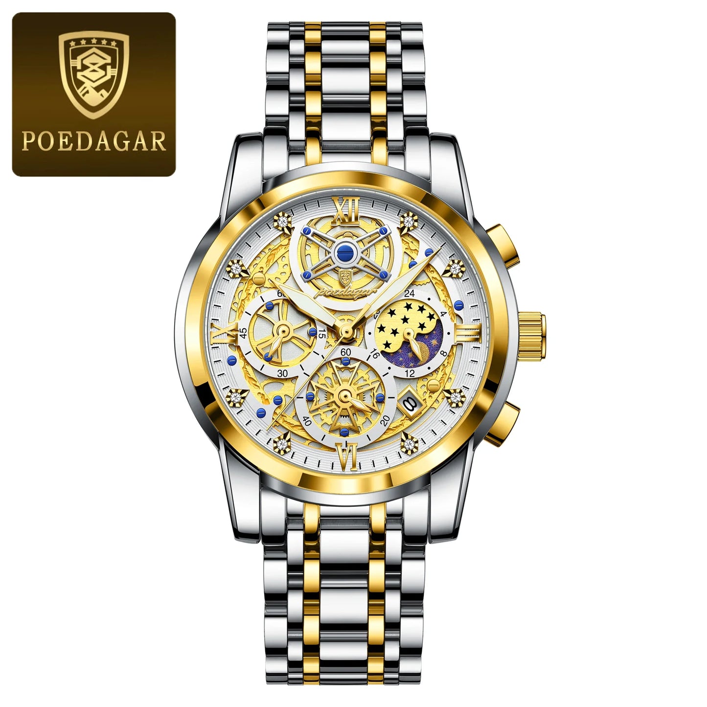 Luxury Men's Quartz Watches Stainless Steel Date Chronograph Men Wristwatch Waterproof Luminous Fashion Man Watch Reloj