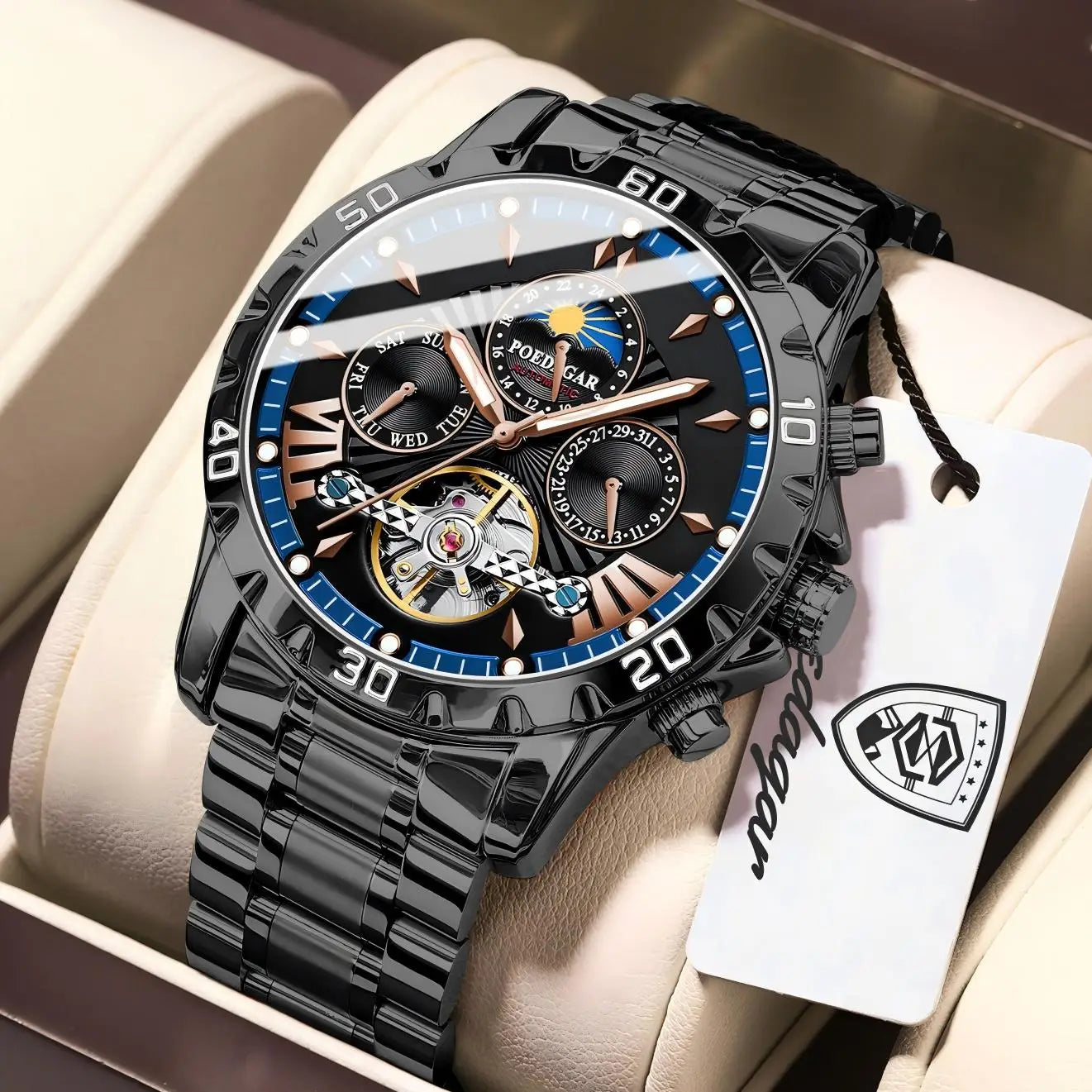 Luxury Automatic Male Watch Date Week Luminous Waterproof Tourbillon Men Watch Leather Fashion Mechanical Men's Watches