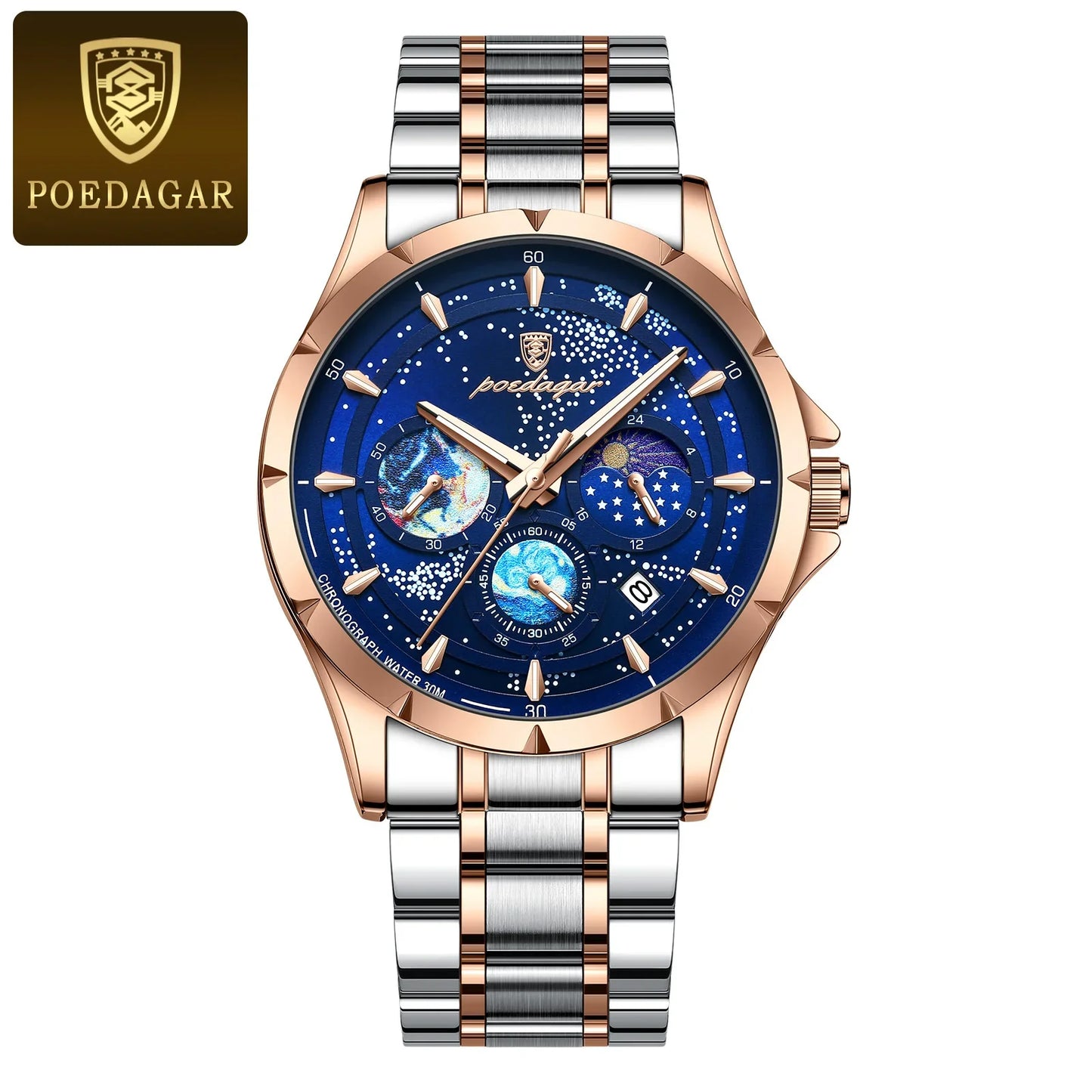 Luxury Man Wristwatch Luminous Waterproof Chronograph Date Men Watch Stainless Steel Men's Quartz Watches Reloj Hombre